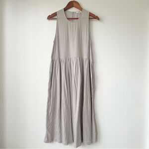ARITZIA | WILFRED LIGHTWEIGHT MILK MAID SLEEVELESS DROP WAIST AIRY MIDI DRESS
